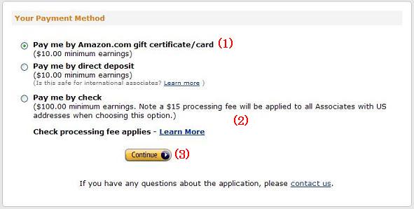Amazon.com アフィリエイト 支払い方法を選択